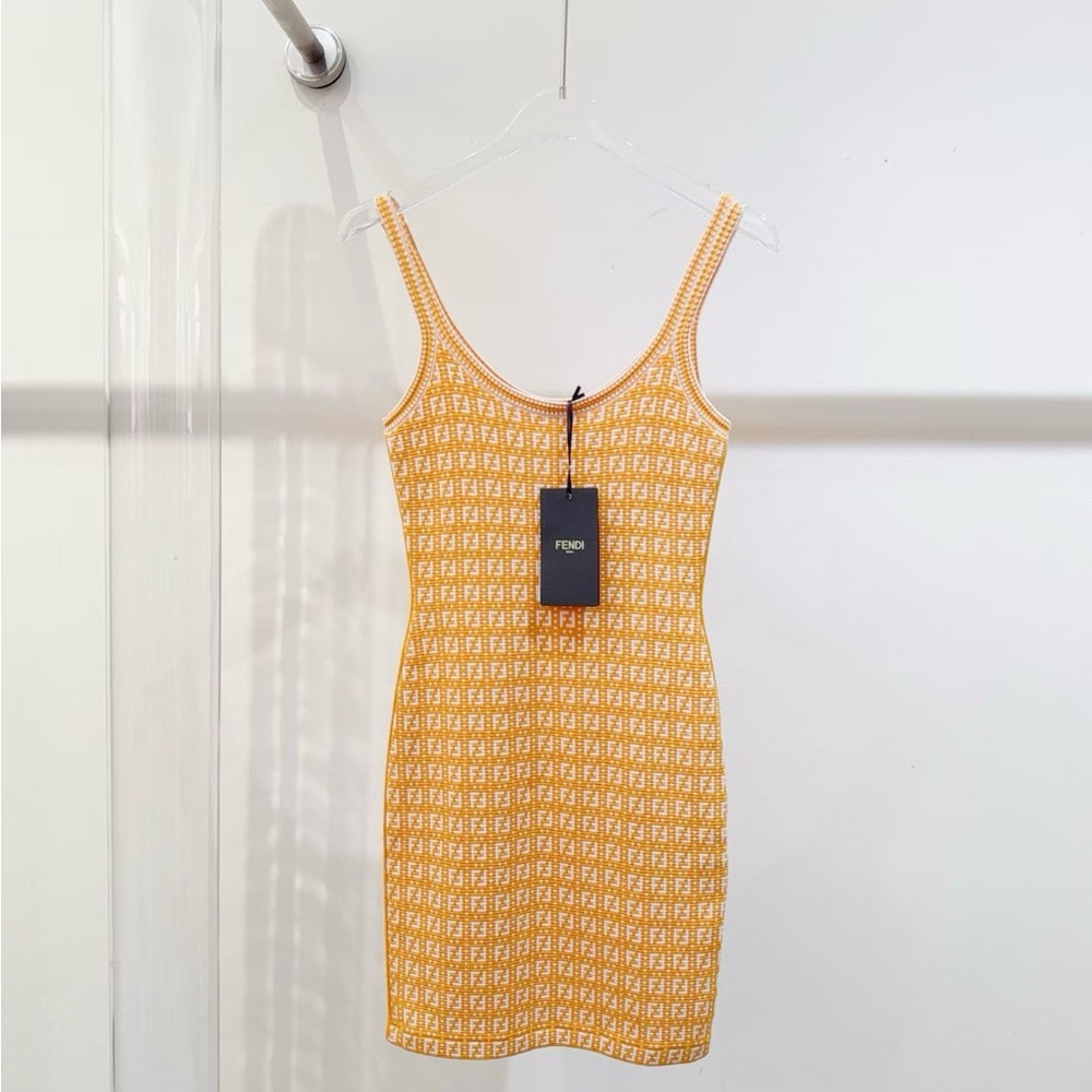 ❌sold❌Authentic Fendi Orange Patterned Mini Dress